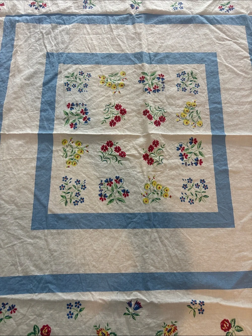 Vintage Floral Printed Cotton Tablecloth